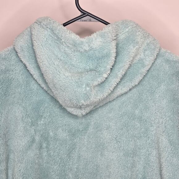Joyspun Seafoam Green Hoodie Robe Fleece Lounger PJ Top Size M 8-10 - Picture 9 of 12
